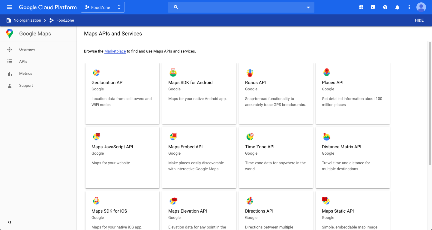 Google apis console