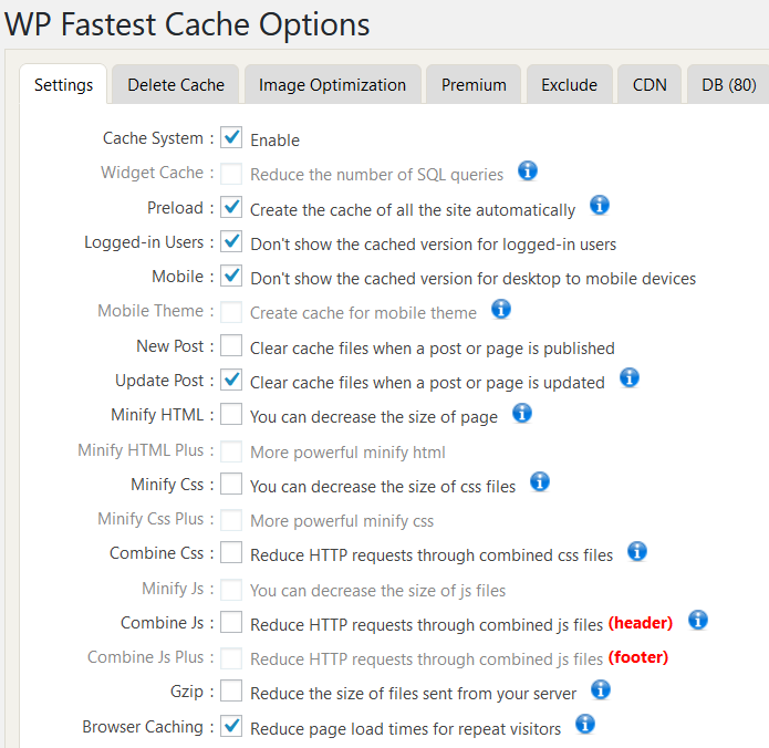 Setup cache