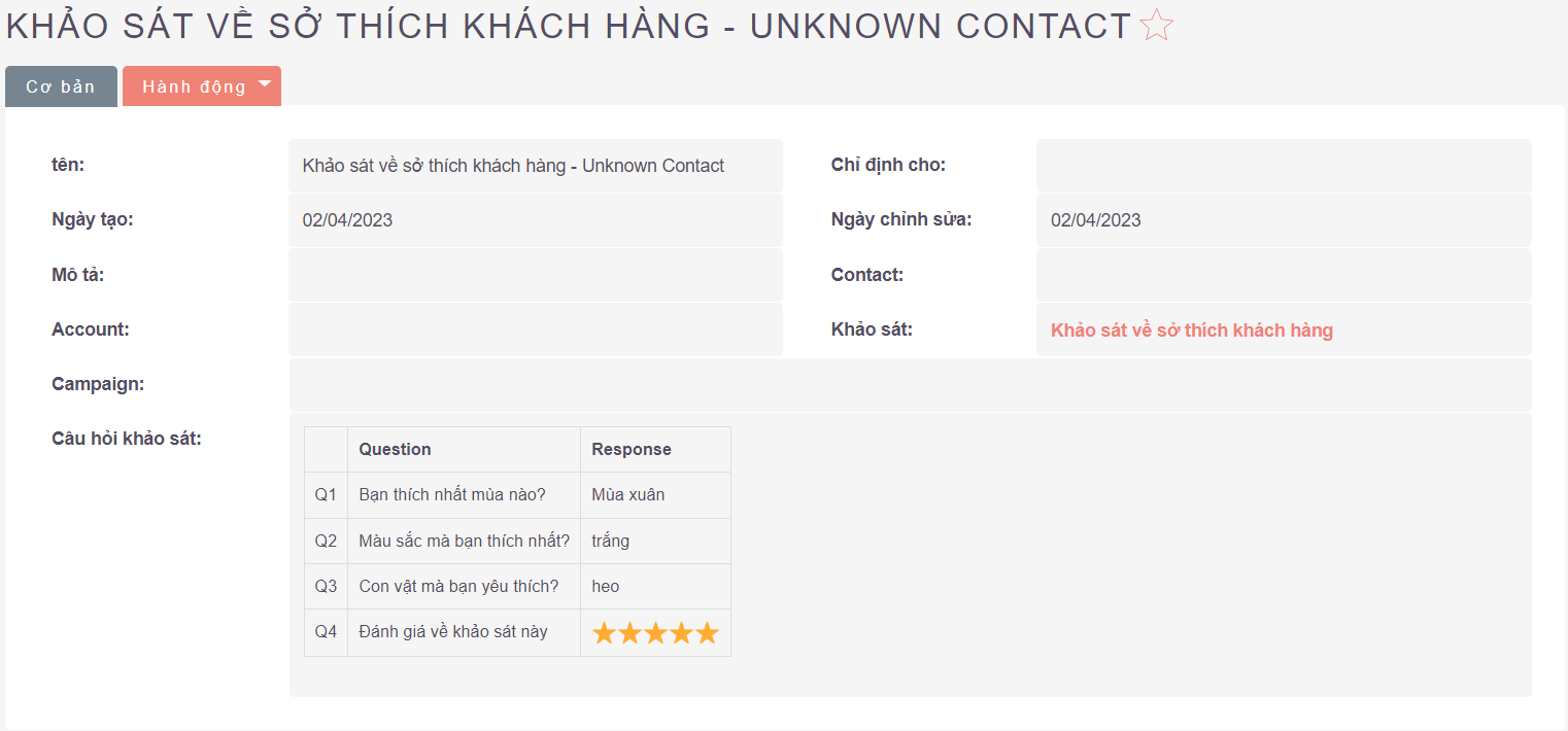 Giới thiệu tính năng quản lý khảo sát online trên phần mềm crm Long Phát