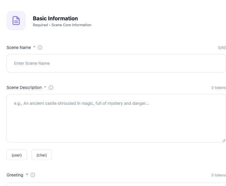 Scene name and description fields