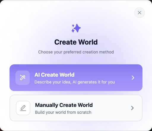 AI and manual World creation choices