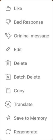 Message actions menu