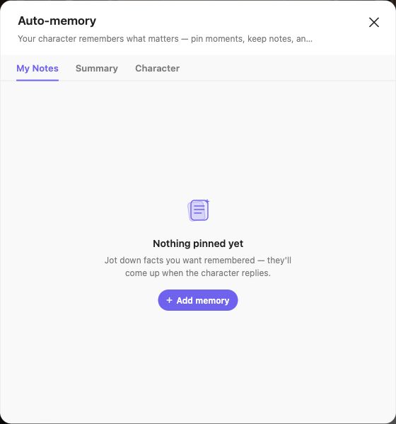 Memory tabs and add-memory control