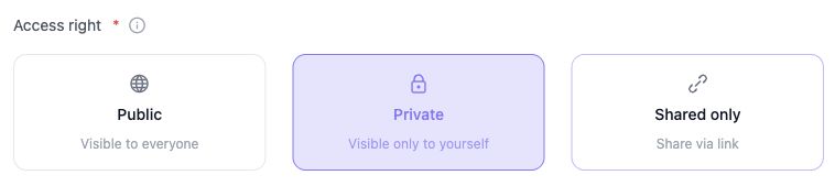 Character access settings with Private selected