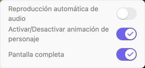 Menú de conversación con reproducción automática desactivada