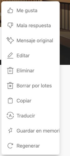 Menú de acciones del mensaje
