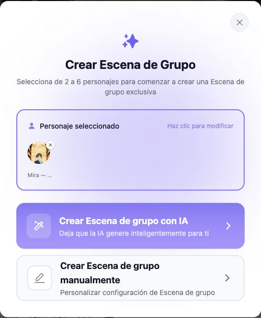 Selector del reparto de la escena grupal