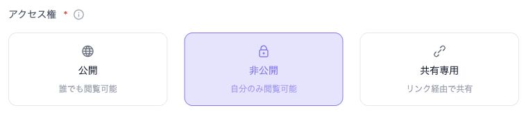 非公開が選択されたキャラクターのアクセス設定