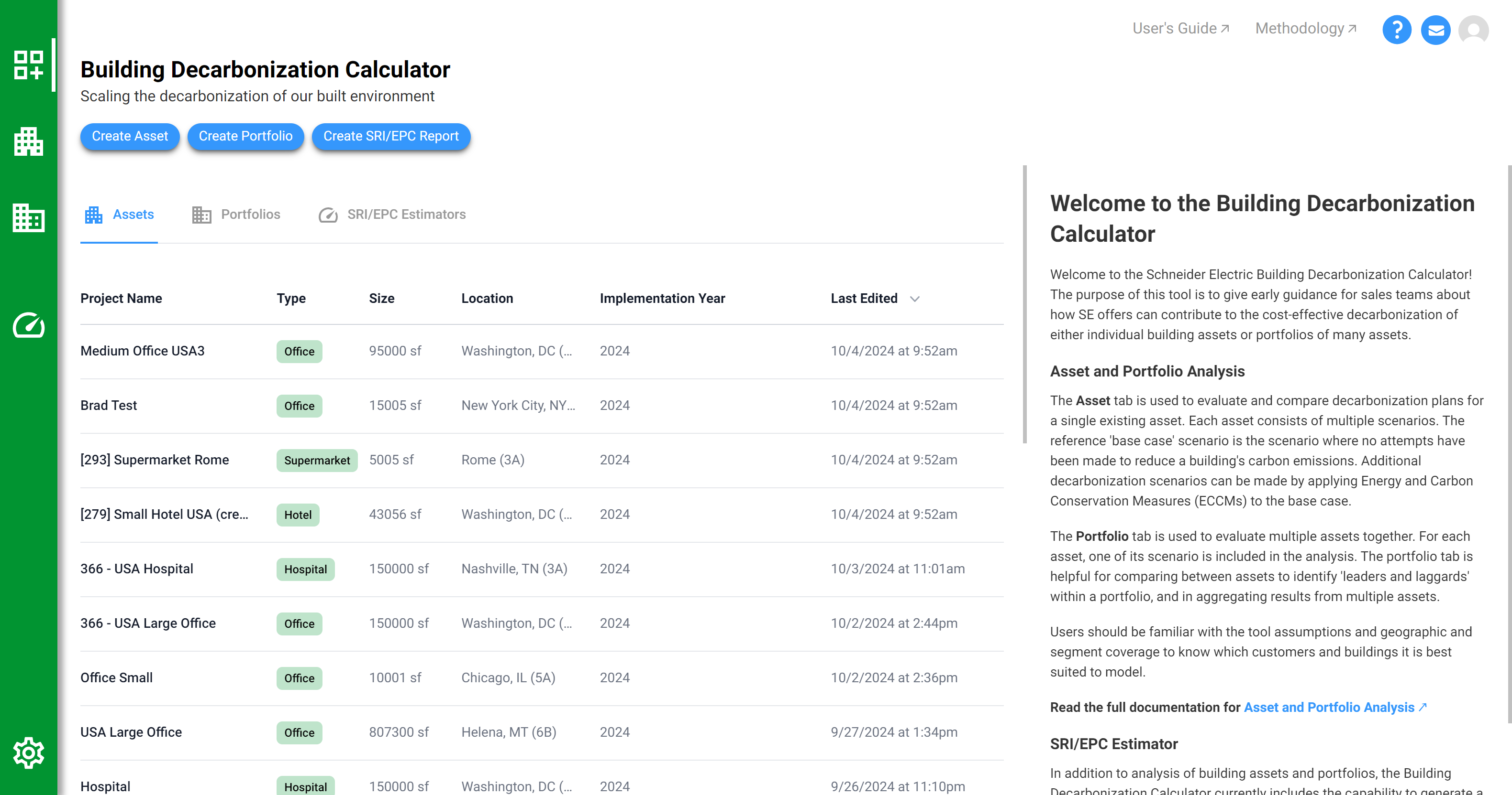 Overview of the Building Decarbonization Calculator interface.