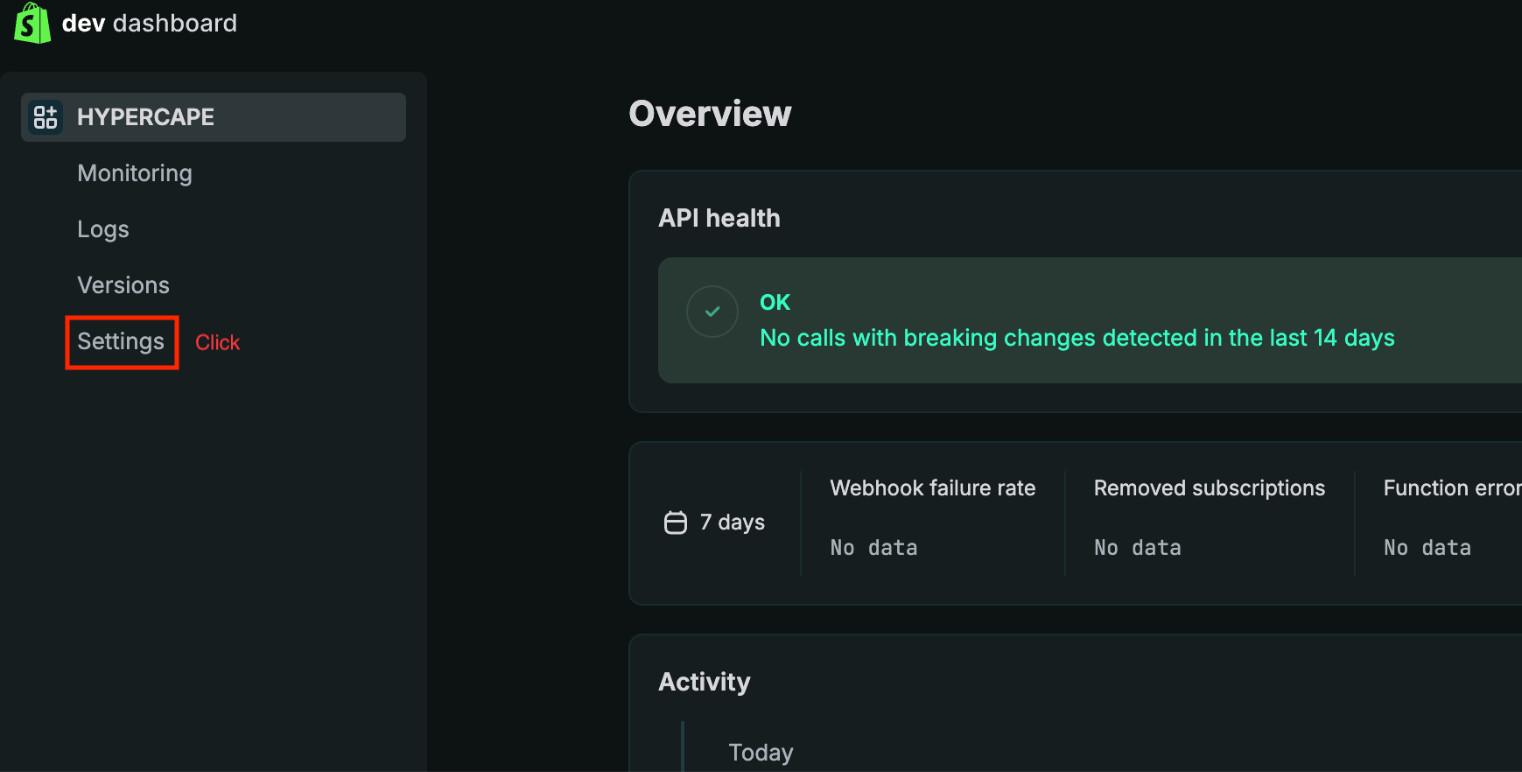 Go to app Settings
