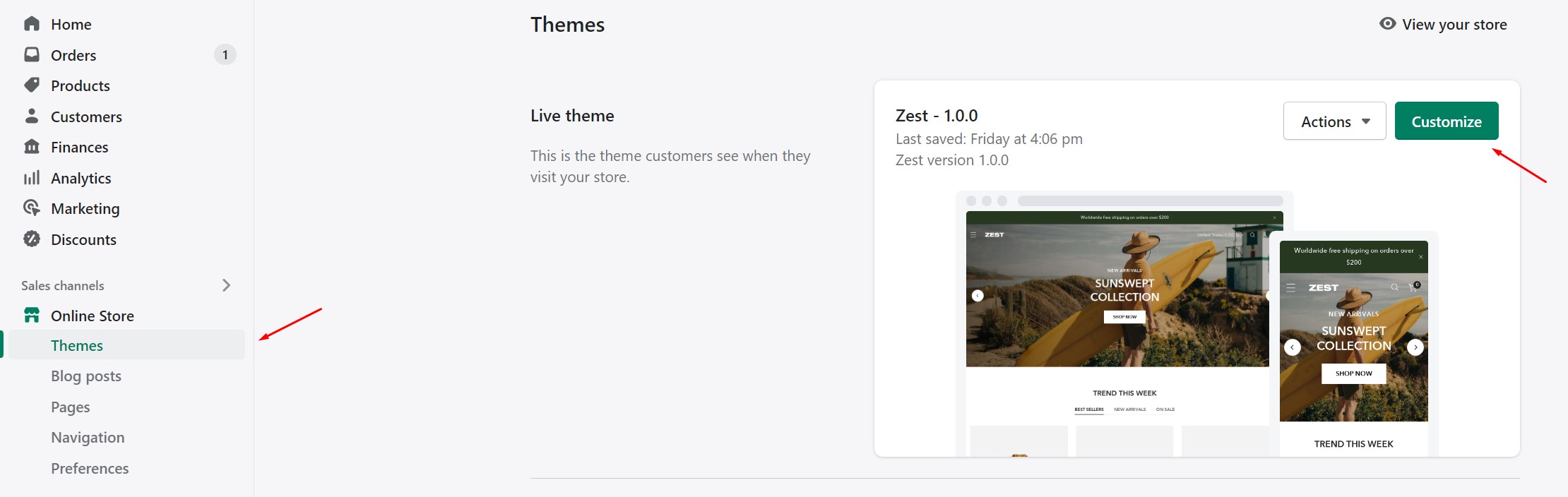From your Shopify admin, go to the theme editor