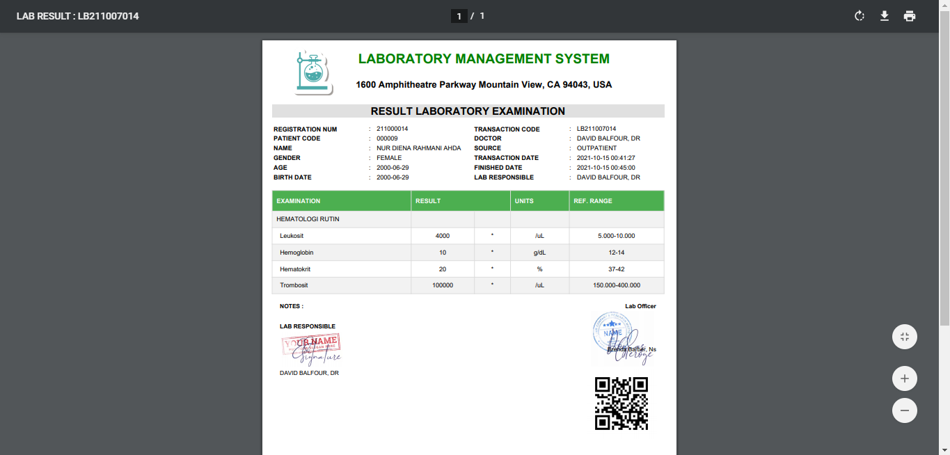 Lab Result