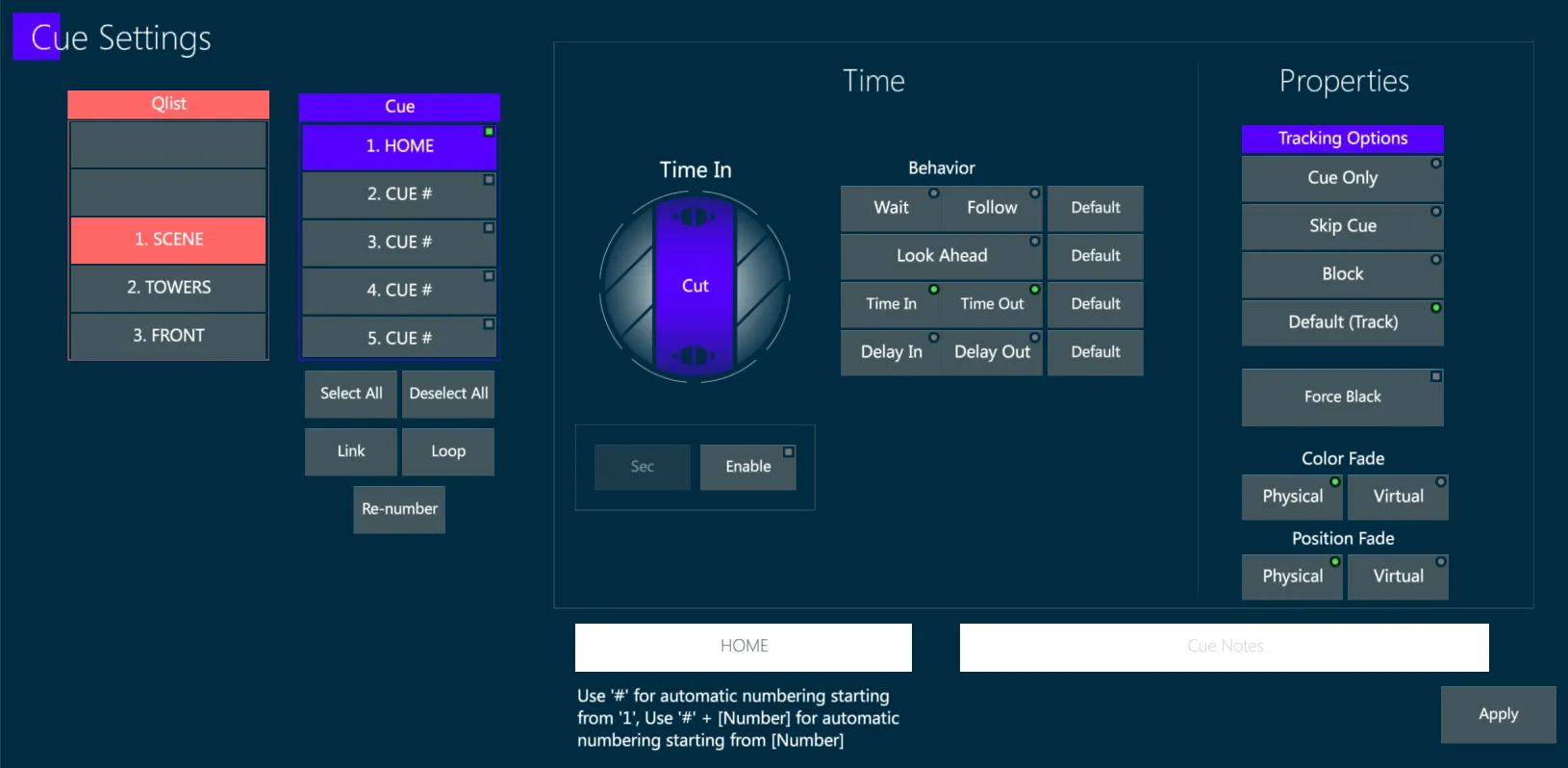 10.1-Cue-Settings