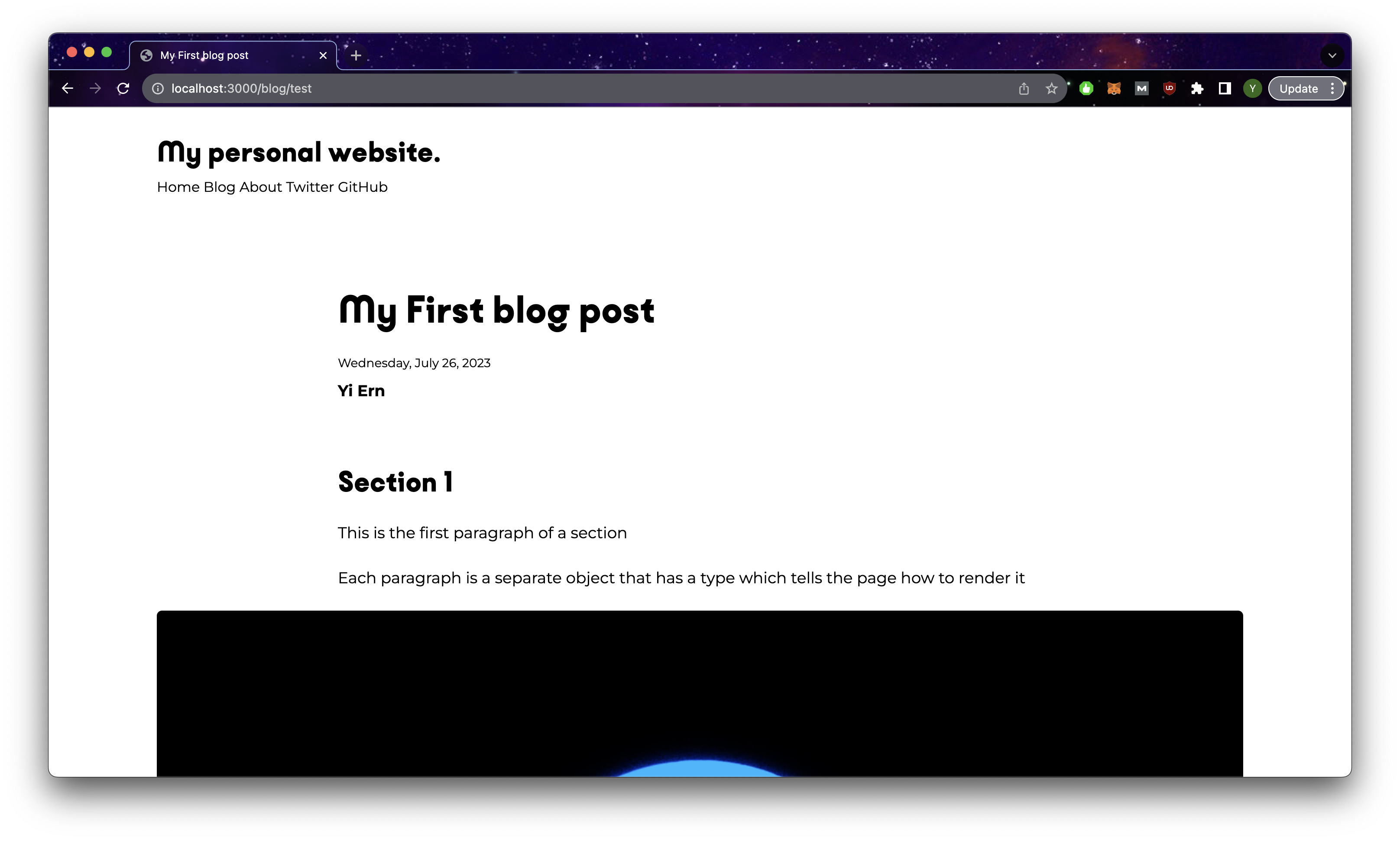 Blog page using content collections