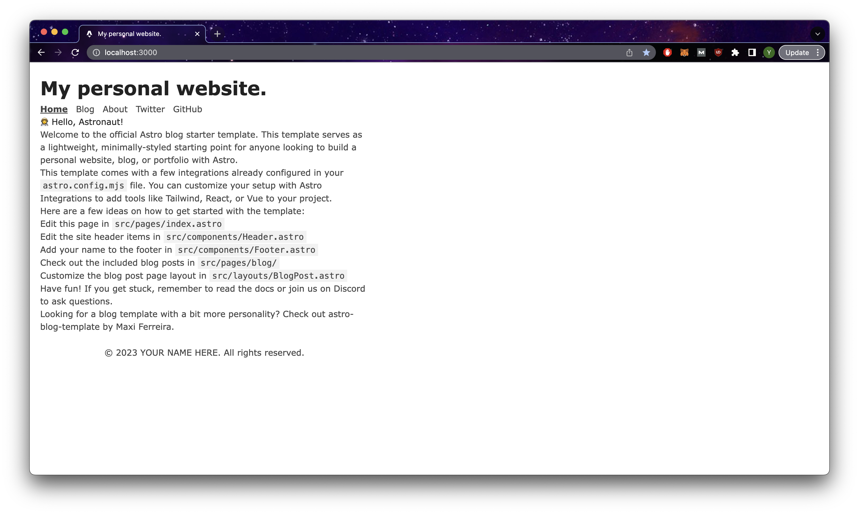 Page with tailwind applied