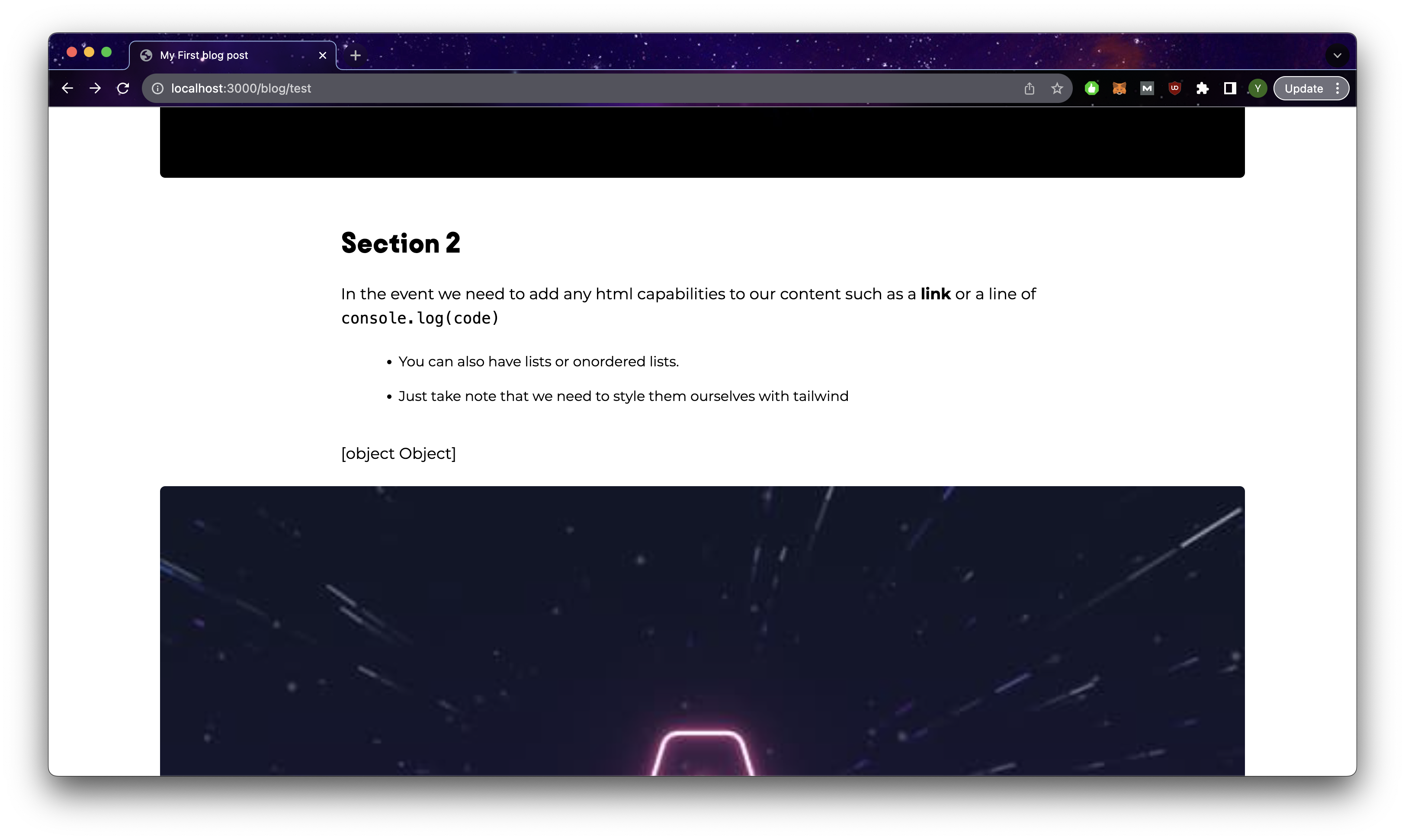 Blog page with html tags fixed